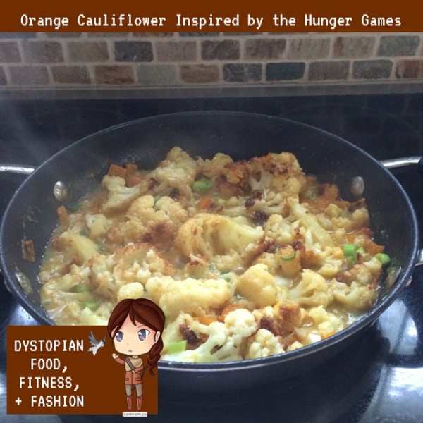 Dystopian F3 Katniss Everdeen orange cauliflower Hunger Games inspired meal